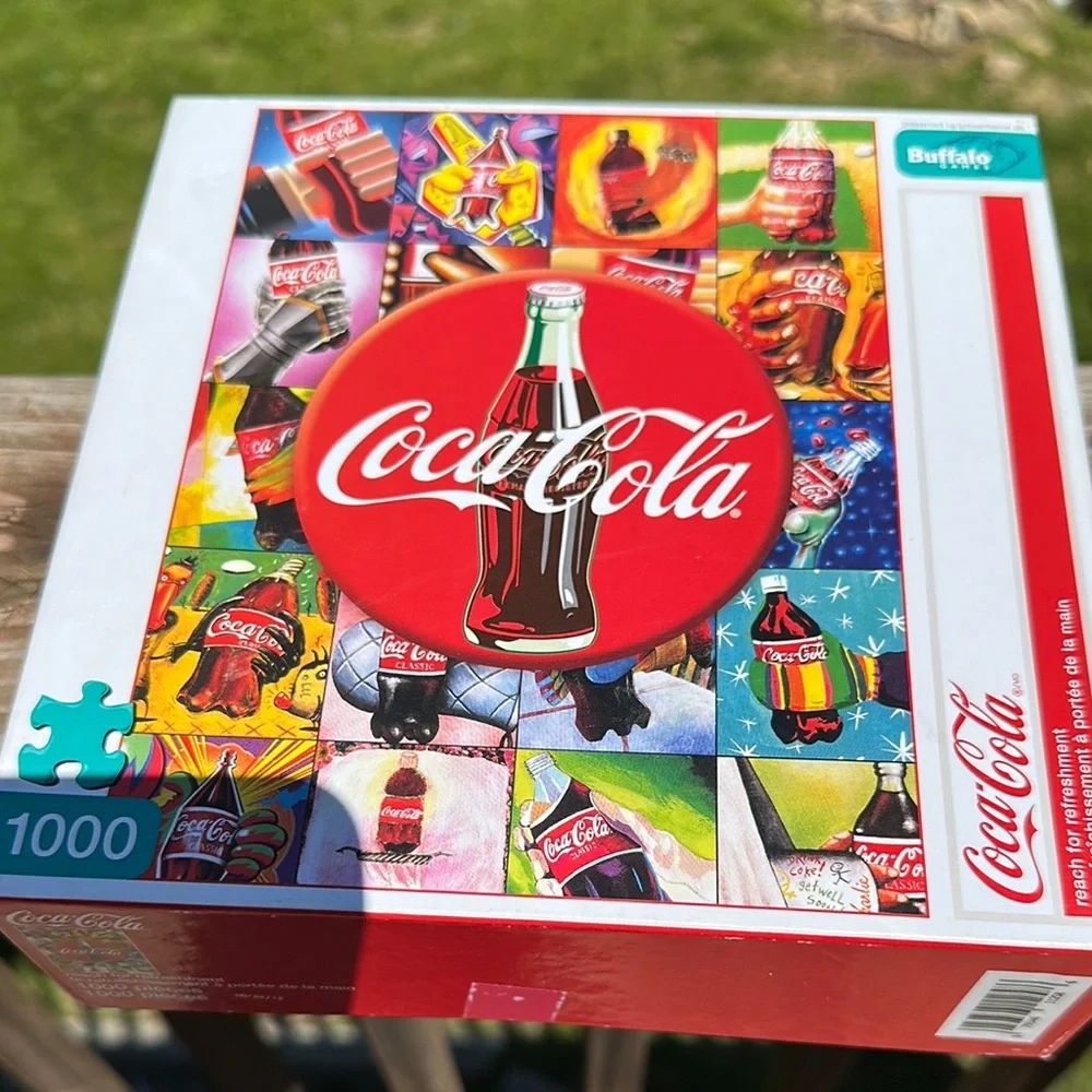 Coca-Cola Red and Yellow Serving Tray with Classic Artwork Vintage with Puzzle